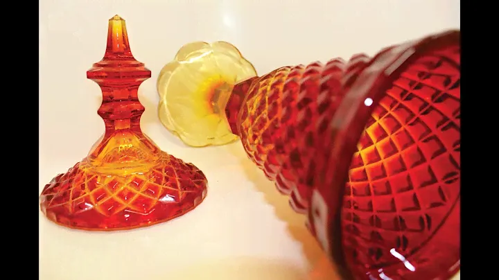 ***SOLD*** Indiana Glass, Amberina Diamond Point, Apothecary/Jar Candy dish, Vintage